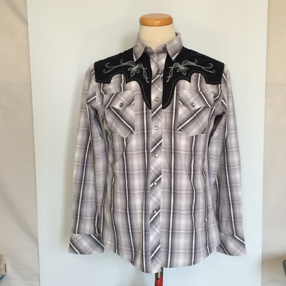 Panhandle Slim Brooks & Dunn Womens Western Shirt Blouse Large Plaid Snap